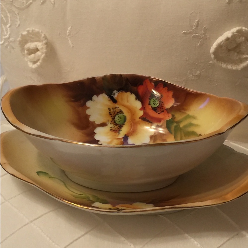 Antique Noritake Gravy Bowl and Saucer